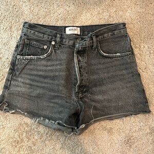 Agolde washed black denim shorts size 28